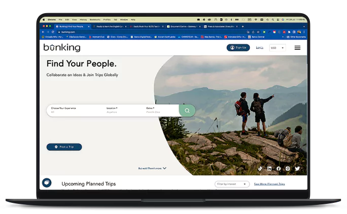 Macbook Portfolio Screens with the bunking project on screen